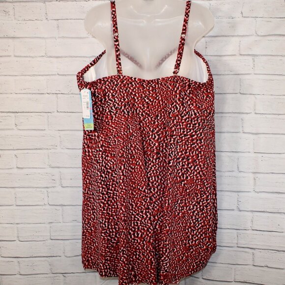 Swim Solutions Maroon Stretch Tummy Control Baby Spice Swimdress Plus Size 24W - Picture 6 of 7